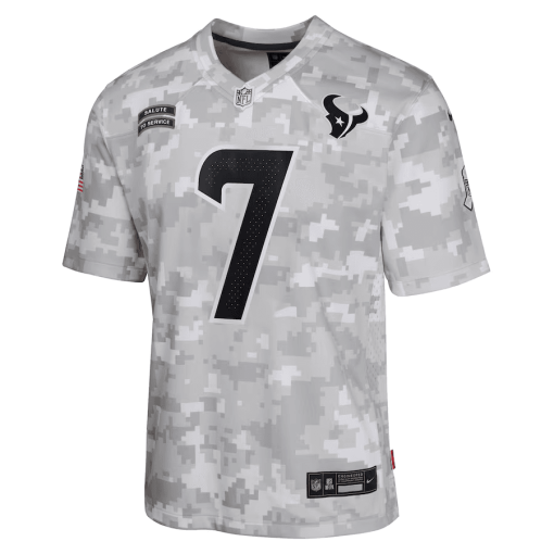 C.J. Stroud Houston Texans Nike Youth 2024 Salute to Service Game Jersey – Arctic Camo - Image 2