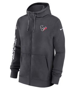 Alternative view of Houston Texans Nike 2024 Sideline Club Full-Zip Hoodie – Anthracite