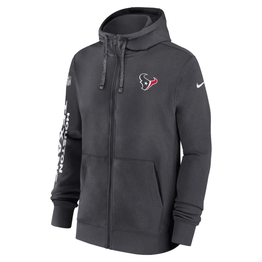 Houston Texans Nike 2024 Sideline Club Full-Zip Hoodie – Anthracite - Image 2