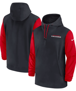 Houston Texans Nike 2024/25 Sideline Pre-Game Player 1/2-Zip Hoodie Jacket – Navy/Red