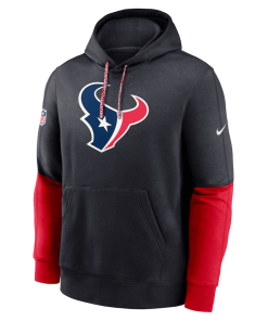 Alternative view of Houston Texans Nike 2024 Sideline Club Pullover Hoodie – Navy