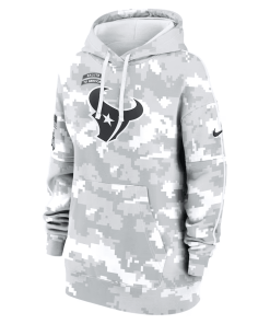 Alternative view of Houston Texans Nike Women’s 2024 Salute To Service Club Fleece Oversized Pullover Hoodie – Arctic Camo