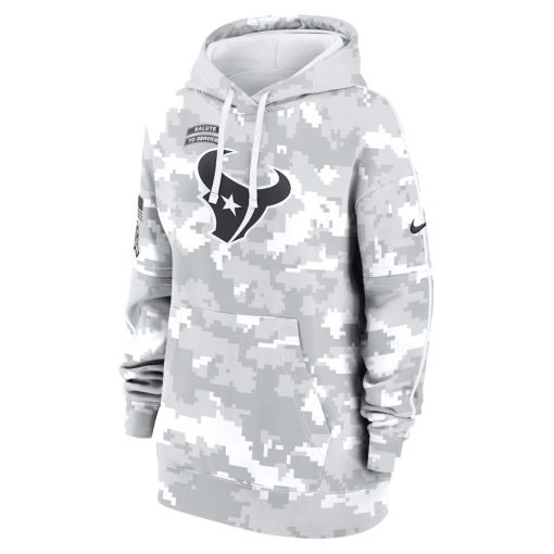 Houston Texans Nike Women’s 2024 Salute To Service Club Fleece Oversized Pullover Hoodie – Arctic Camo - Image 2