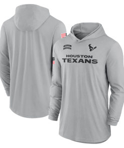 Houston Texans Nike 2024 Salute to Service Lightweight Performance Long Sleeve Hooded T-Shirt – Gray