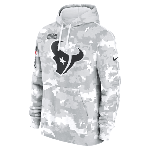 Houston Texans Nike 2024 Salute to Service Club Fleece Pullover Hoodie – Arctic Camo - Image 2