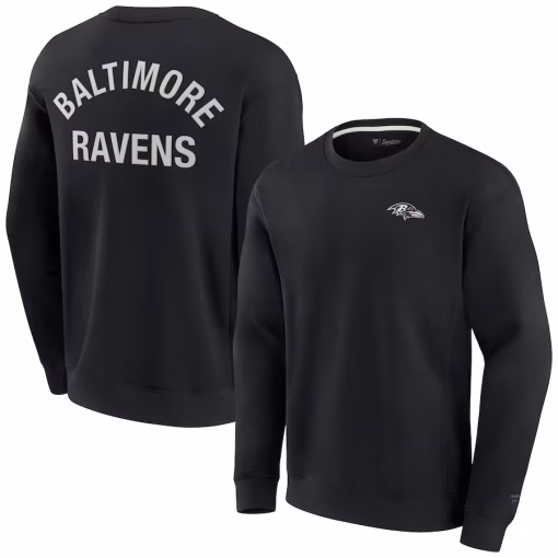 Baltimore Ravens Fanatics Unisex Super Soft Pullover Crew Sweatshirt – Black