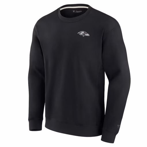 Baltimore Ravens Fanatics Unisex Super Soft Pullover Crew Sweatshirt – Black - Image 2