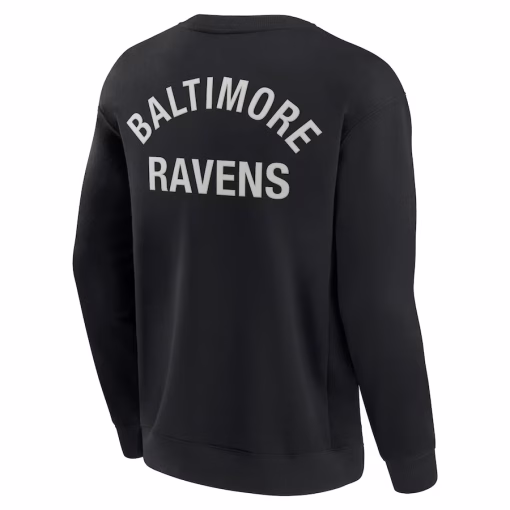 Baltimore Ravens Fanatics Unisex Super Soft Pullover Crew Sweatshirt – Black - Image 3