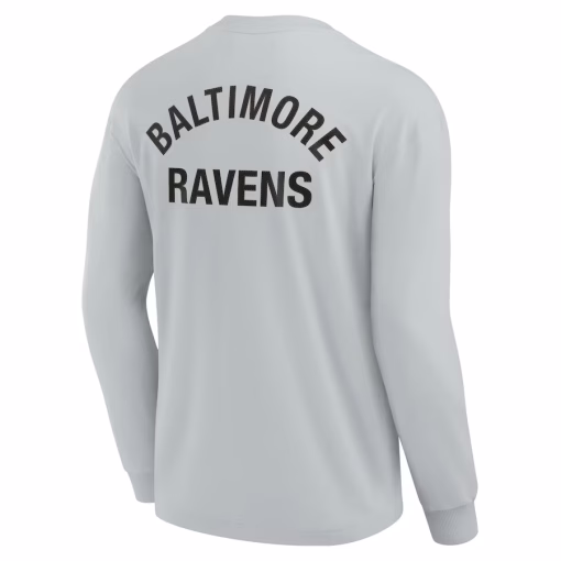 Baltimore Ravens Fanatics Unisex Elements Super Soft Long Sleeve T-Shirt – Gray - Image 3