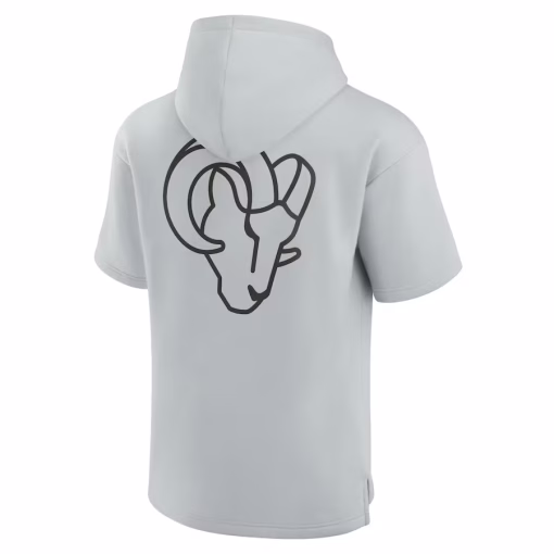 Los Angeles Rams Fanatics Unisex Elements Super Soft Fleece Short Sleeve Pullover Hoodie – Gray - Image 3