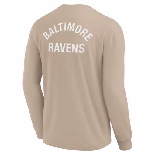 Baltimore Ravens Fanatics Unisex Elements Super Soft Long Sleeve T-Shirt – Khaki - Image 3
