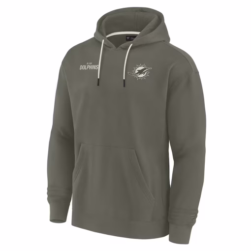 Miami Dolphins Fanatics Unisex Elements Super Soft Fleece Pullover Hoodie – Olive - Image 2
