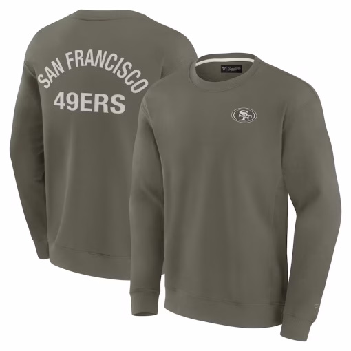 San Francisco 49ers Fanatics Unisex Super Soft Pullover Crew Sweatshirt – Olive/Black