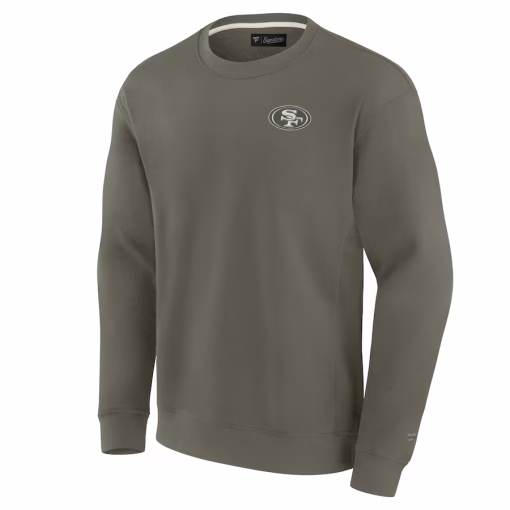 San Francisco 49ers Fanatics Unisex Super Soft Pullover Crew Sweatshirt – Olive/Black - Image 2