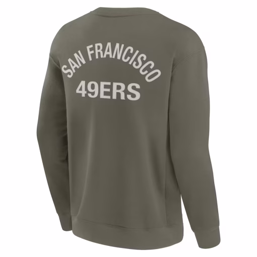 San Francisco 49ers Fanatics Unisex Super Soft Pullover Crew Sweatshirt – Olive/Black - Image 3