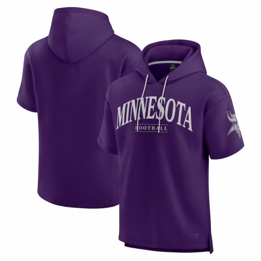 Minnesota Vikings Fanatics Unisex Elements Ready Short Sleeve Pullover Hoodie – Purple