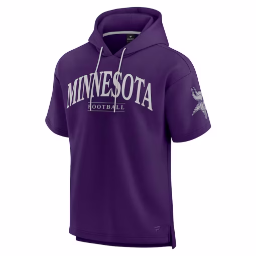 Minnesota Vikings Fanatics Unisex Elements Ready Short Sleeve Pullover Hoodie – Purple - Image 2