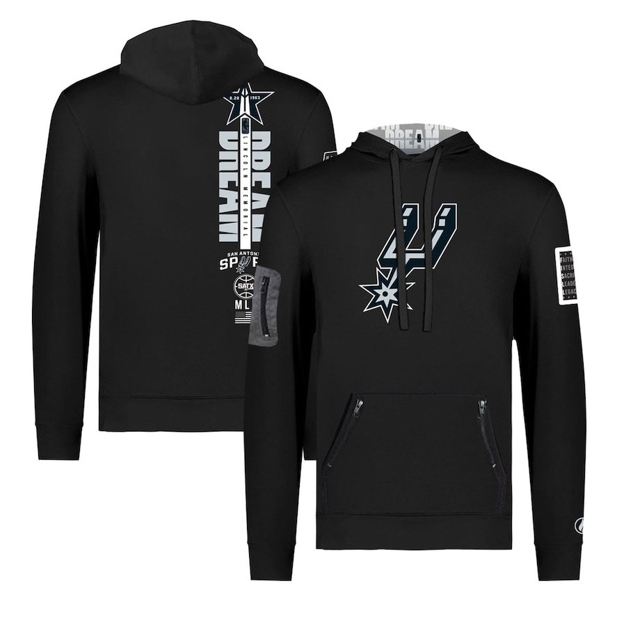 San Antonio Spurs FISLL x Black History Collection Unisex Pullover Hoodie – Black