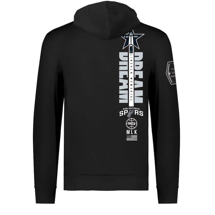 San Antonio Spurs FISLL x Black History Collection Unisex Pullover Hoodie – Black - Image 3