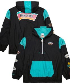 San Antonio Spurs Mitchell & Ness Unisex  Hardwood Classics Team OG 3.0 Anorak Half-Zip Windbreaker Jacket – Black