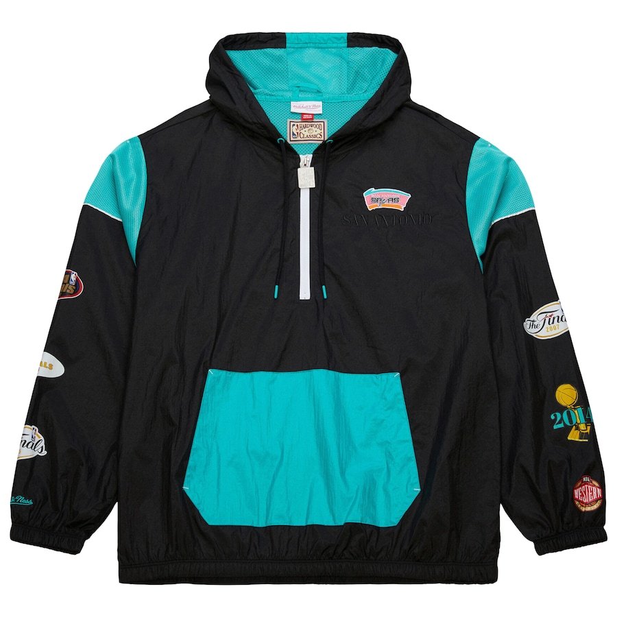 San Antonio Spurs Mitchell & Ness Unisex  Hardwood Classics Team OG 3.0 Anorak Half-Zip Windbreaker Jacket – Black - Image 2