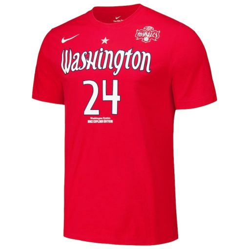 Aaliyah Edwards Washington Mystics Nike Unisex 2024 WNBA Draft Explorer Edition Name & Number T-Shirt – Red - Image 2