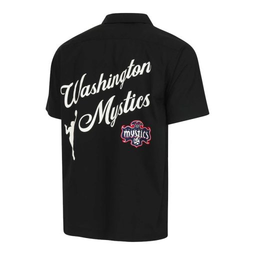 Washington Mystics round21 Unisex Lucky Strike Full-Button Bowling Shirt – Black - Image 3