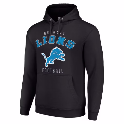 Detroit Lions Starter Unisex Logo Pullover Hoodie – Black - Image 2