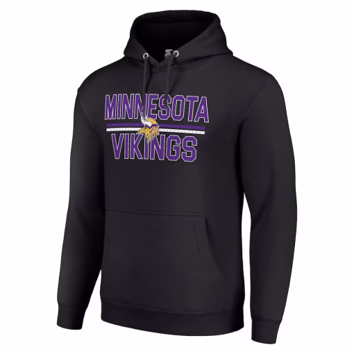 Minnesota Vikings Starter Unisex Team Mesh Print Graphic Tri-Blend Pullover Hoodie – Black - Image 2