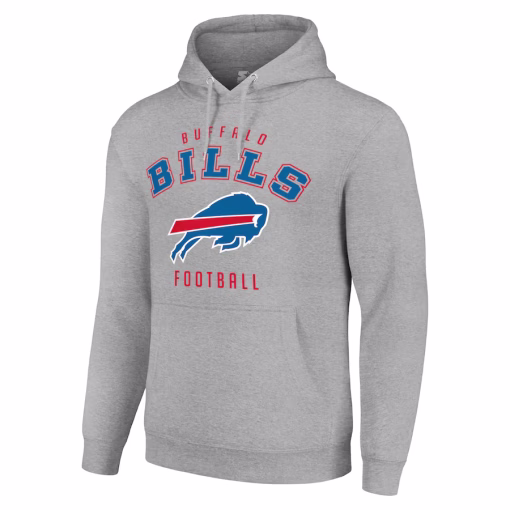 Buffalo Bills Starter Unisex Logo Pullover Hoodie – Heather Gray - Image 2