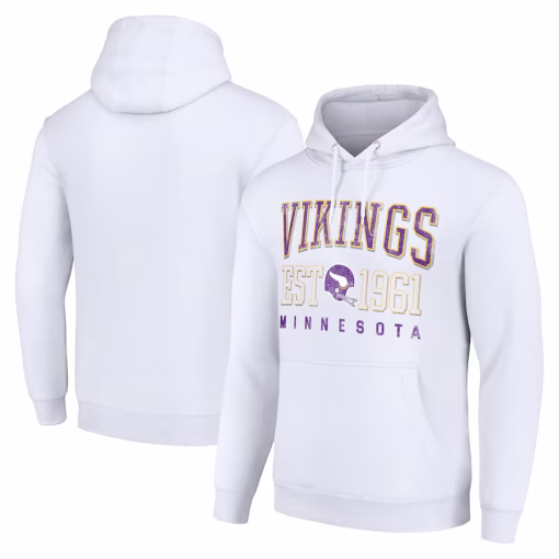 Minnesota Vikings Starter Unisex Throwback Logo Pullover Hoodie – White