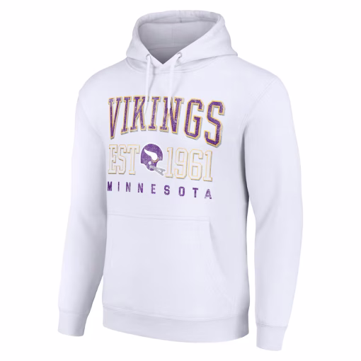Minnesota Vikings Starter Unisex Throwback Logo Pullover Hoodie – White - Image 2
