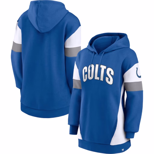 Indianapolis Colts Fanatics Women’s Lock It Down Pullover Hoodie – Royal/White