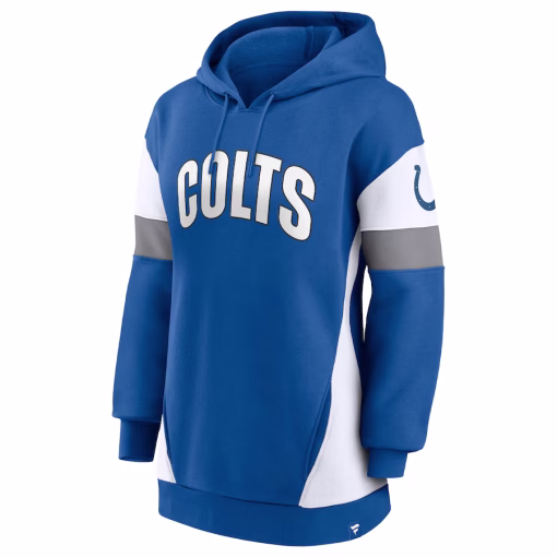 Indianapolis Colts Fanatics Women’s Lock It Down Pullover Hoodie – Royal/White - Image 3