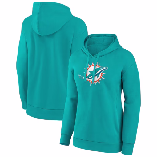 Miami Dolphins Women’s Primary Logo Pullover Hoodie – Aqua