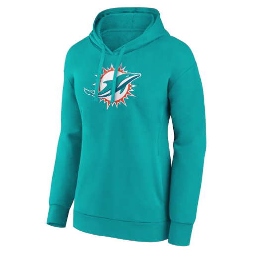 Miami Dolphins Women’s Primary Logo Pullover Hoodie – Aqua - Image 2