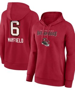 Baker Mayfield Tampa Bay Buccaneers Women’s Team Wordmark Player Name & Number Pullover Hoodie – Red