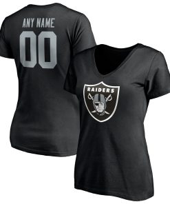 Las Vegas Raiders Women’s Team Authentic Personalized Name & Number V-Neck T-Shirt – Black