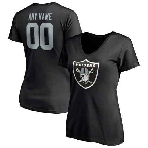 Las Vegas Raiders Women’s Team Authentic Personalized Name & Number V-Neck T-Shirt – Black