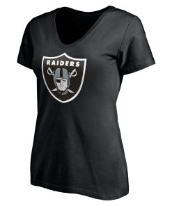 Alternative view of Las Vegas Raiders Women’s Team Authentic Personalized Name & Number V-Neck T-Shirt – Black