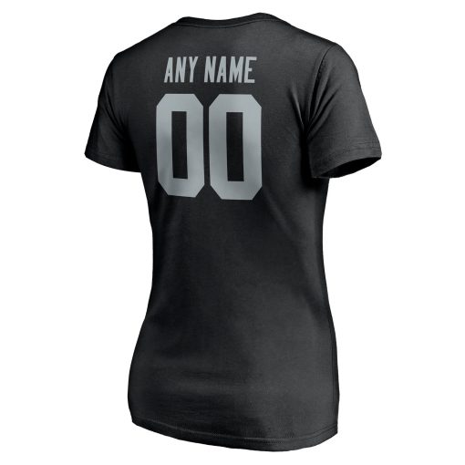 Las Vegas Raiders Women’s Team Authentic Personalized Name & Number V-Neck T-Shirt – Black - Image 3