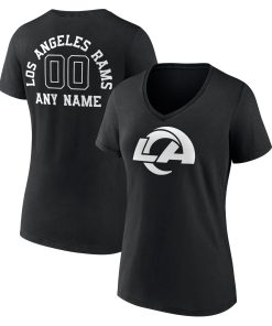 Los Angeles Rams Women’s Personalized Name & Number Monochrome V-Neck T-Shirt – Black
