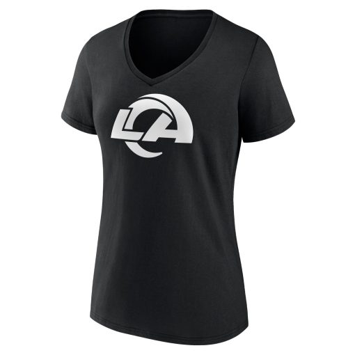 Los Angeles Rams Women’s Personalized Name & Number Monochrome V-Neck T-Shirt – Black - Image 2