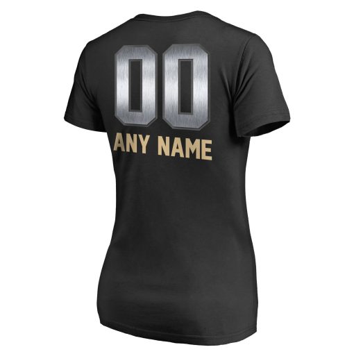 New Orleans Saints Women’s Personalized Midnight Mascot T-Shirt – Black - Image 3
