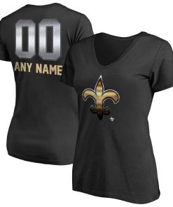 New Orleans Saints Women’s Personalized Midnight Mascot T-Shirt – Black