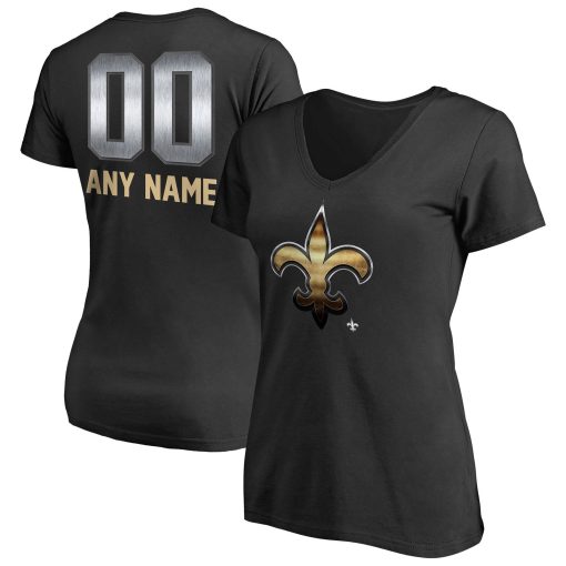 New Orleans Saints Women’s Personalized Midnight Mascot T-Shirt – Black