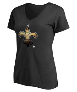 Alternative view of New Orleans Saints Women’s Personalized Midnight Mascot T-Shirt – Black