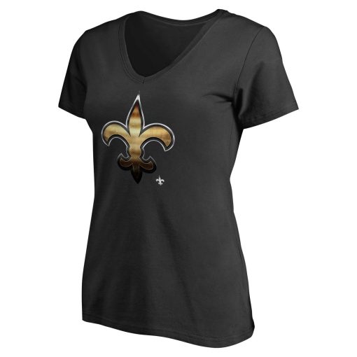 New Orleans Saints Women’s Personalized Midnight Mascot T-Shirt – Black - Image 2