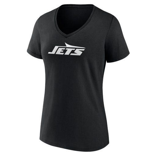 New York Jets Women’s Team Authentic Custom V-Neck T-Shirt – Black - Image 2