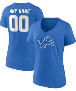 Detroit Lions Women’s Team Authentic Custom V-Neck T-Shirt – Blue